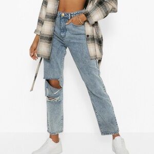 Brand New BooHoo Acid Wash Boyfriend Jeans